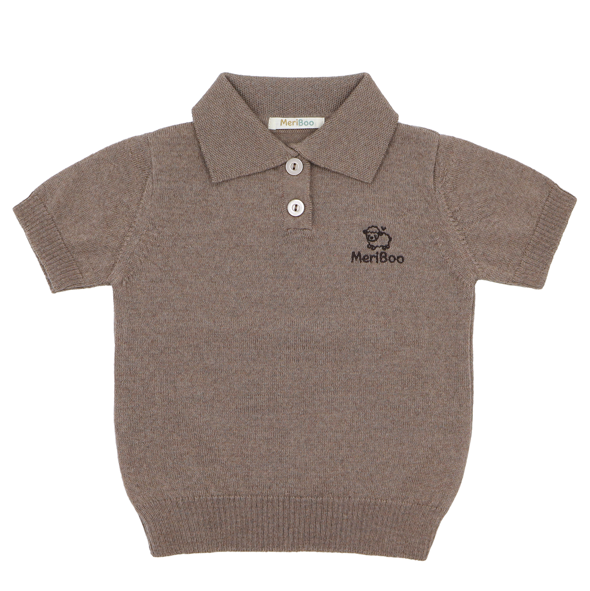 Bluză tricotată cu guler din lână merinos 100% organică