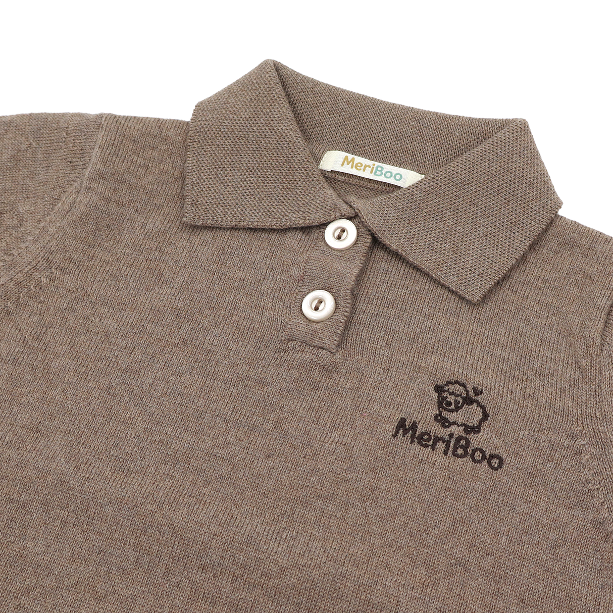 Bluză tricotată cu guler din lână merinos 100% organică